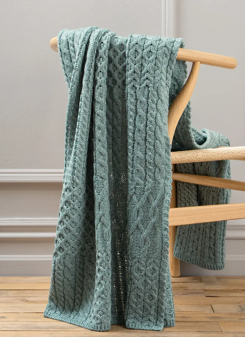 Personalized Patchwork Aran Throw in Aqua